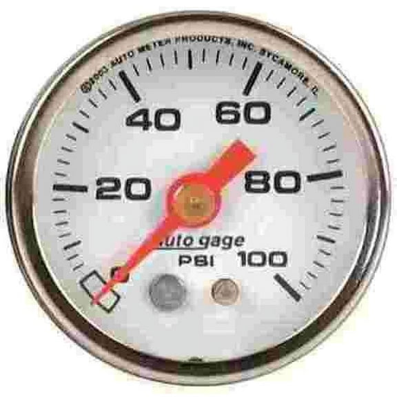 AUTO METER 2177 PRESSURE GAUGE, 0-100 PSI, WHITE