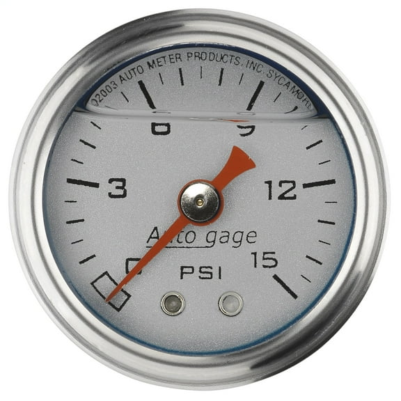 AUTO METER 2178 PRESSURE GAUGE, 0-15 PSI SPORT-COMP, SILVER