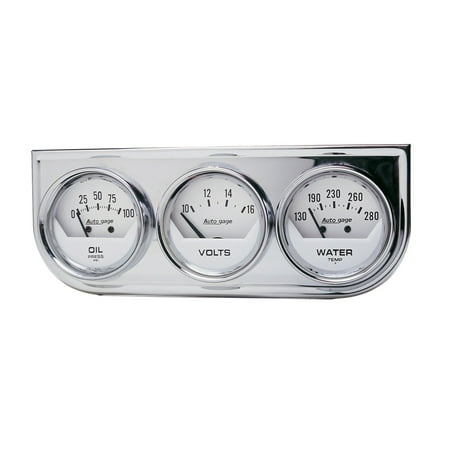 AUTO METER 2325 2IN 3 GAUGE CONSOLE, OIL/ WATER/VOLT, MECH, CHROME