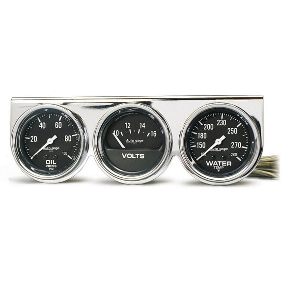 AUTO METER 2399 2-5/8IN 3 GAUGE CONSOLE, OIL/WATER/VOLT, CHROME