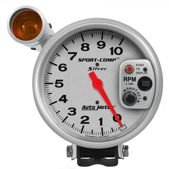 AUTO METER 3911 5IN TACH, 10,000 RPM, SHIFT-LITE, SILVER