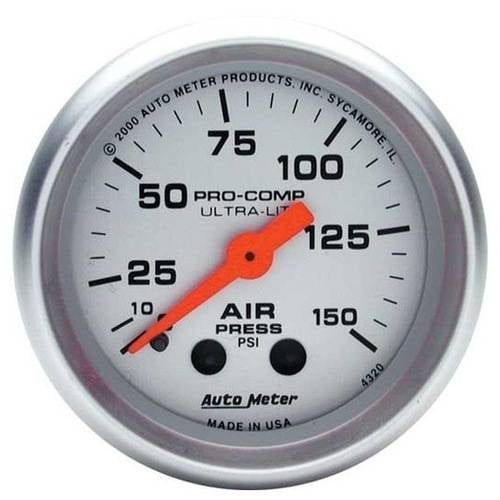 AUTO METER 4320 2IN AIR PRESS, 0-150 PSI, MECH, ULTRA-LITE