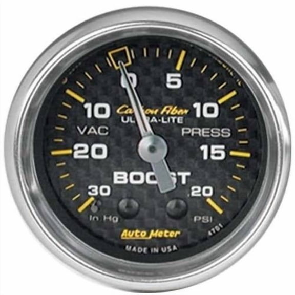 AUTO METER 4701 2IN BOOST-VAC, 30 IN. HG/ 20 PSI, MECH, CARBON FIBER