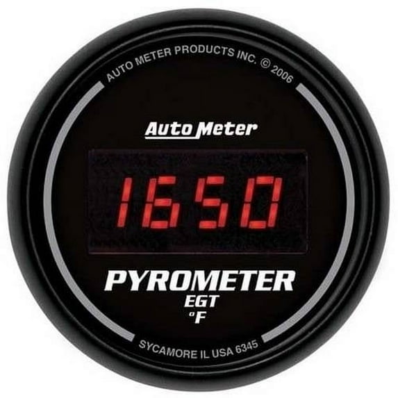 AUTO METER 6345 2-1/16IN E.G.T. PYROMETER 0-2000F, DIGITAL, BLACK