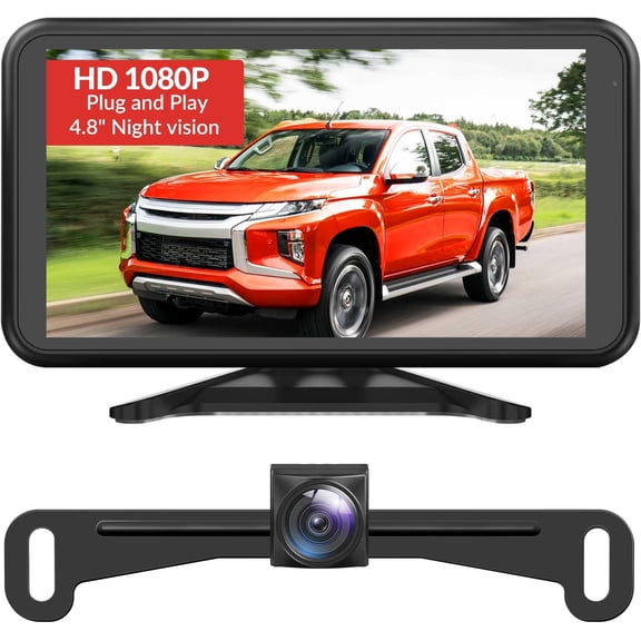 AUTO-VOX Backup Camera for Car Easy Setup Plug-Play: 4.8" 1080P No-Delay Clear Night Vision Rear View Camera, IP69K Waterproof 3X Zoom Back Up Camera Systems for Truck SUV Pickup Van