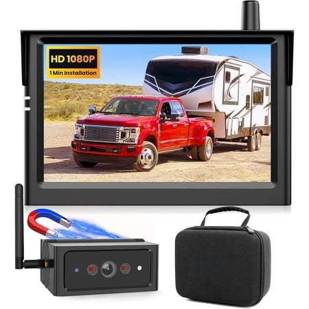AUTO VOX Backup Camera :Portable No Wiring 1 Min Install Trailer Hitch Camera,2- 1080P & IR Night Vision Up Camera Systems for ,RV (5 inch)