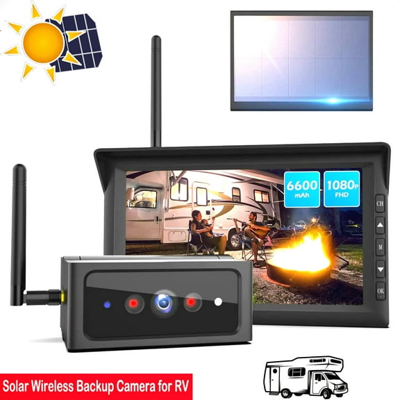 AUTO-VOX Solar 4 Wireless Backup Camera for Truck/RV, 10 Mins Installation, 7'' Monitor with IR Night Vision Rear View Camera for 1080P High-Speed Observation