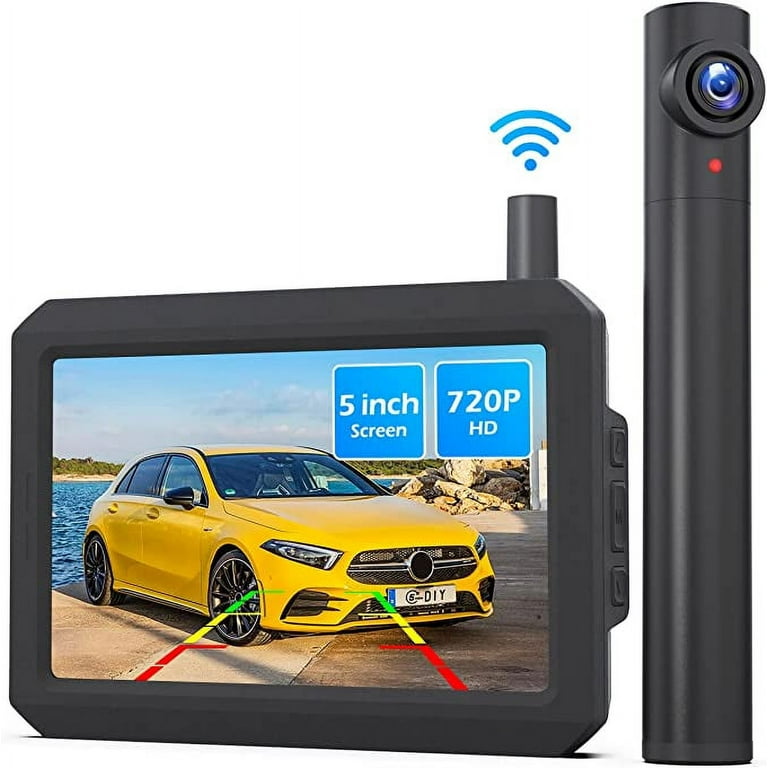 Solar Wireless Backup Camera with 3Mins DIY Installation, Rechargeable  Battery Back Up Camera for Cars with Super Night Vision, 5 Car Monitor  Hitch