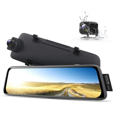 AUTO-VOX V5 Mirror Dash Cam Front and Rear,9.35’’ Full Laminated Touch Screen, 1080P Super Night Vision Backup Camera No Glare Stream Media Rear View Mirror Camera GPS Tracking, Parking Mode