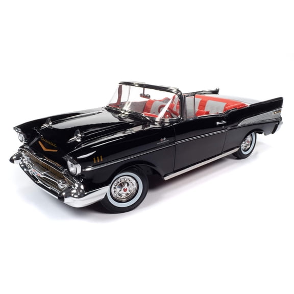1957 Chevrolet Bel Air Convertible Onyx Black James Bond 007 "Dr. No" (1962) Movie 1/18 Diecast Model Car by Auto World