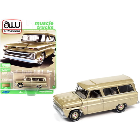 AUTO WORLD 1966 Chevy Suburban Gold Muscle Trucks New 2021