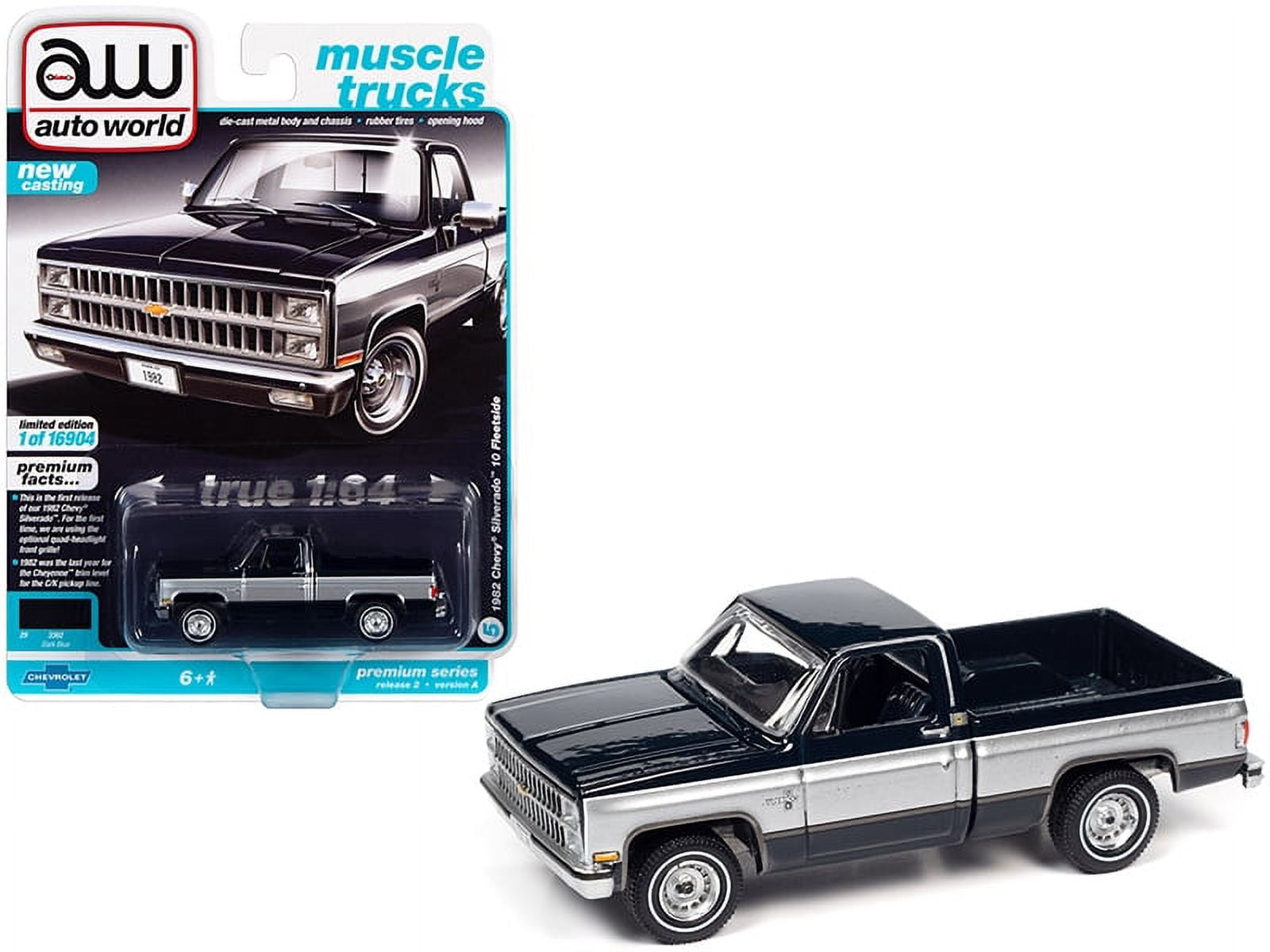 Auto World 1982 Chevy Silverado 10 Fleetside Dark Blue Diecast