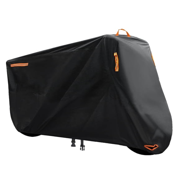 XiongXiong 210D Motorcycle Cover All Season, Universal Waterproof Weather Outdoor Protection Scooter Shelter Tear Proof Night Reflective, Black, XL