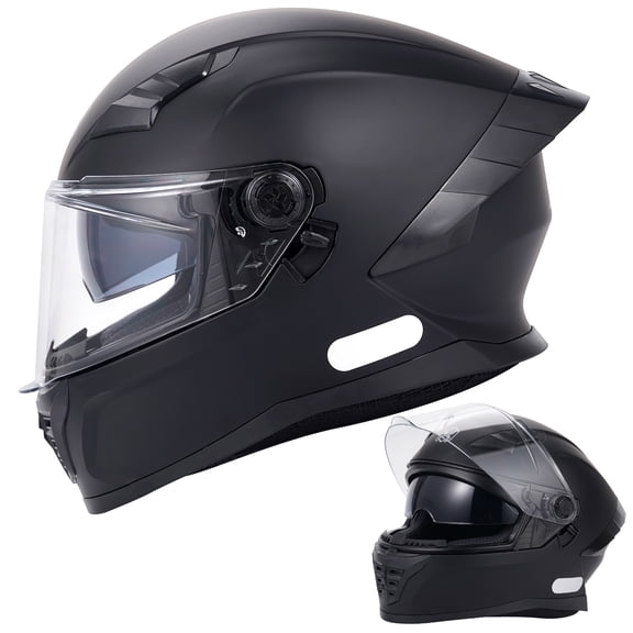 XiongXiong Motorcycle Helmets, Modular Full Face Dual Visor Flip-Up DOT Approved, Dirt Bike Helmet, Sun Visor Snowmobile, ATV Off Road Helmet, L