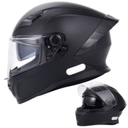 XiongXiong Full Face Motorcycle Helmets, DOT Approved Dual Visor Motorbike Helmet for Adults Men Women, for ATV, Dirt Bike, Snowmobile, Matte Black, M