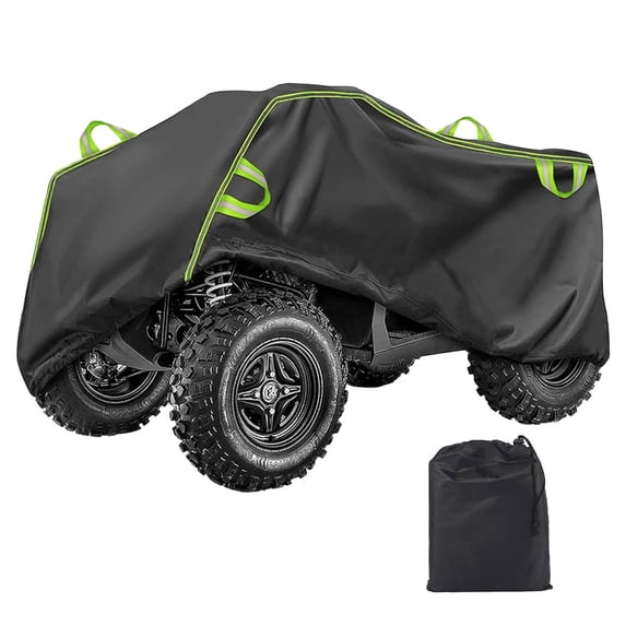 XiongXiong Waterproof ATV Cover 210D Oxford, Heavy Duty Universal Anti UV All Season Outdoor Weather Protection with 6 Reflective Strips, Black XXL