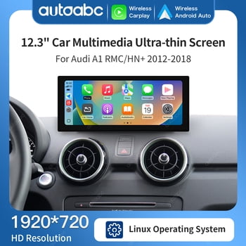 AUTOABC 12.3 Inch Car Multimedia Ultra-thin Screen For Audi A1 MMI 3G HN+ System 2012-2018 Year HD Resolution