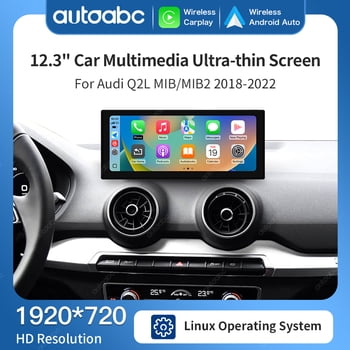 AUTOABC 12.3 Inch Ultra-thin Screen For Audi Q2L RHD MIB2 System 2018-2022 Year Car Multimedia HD Resolution Screen Linux Operating System