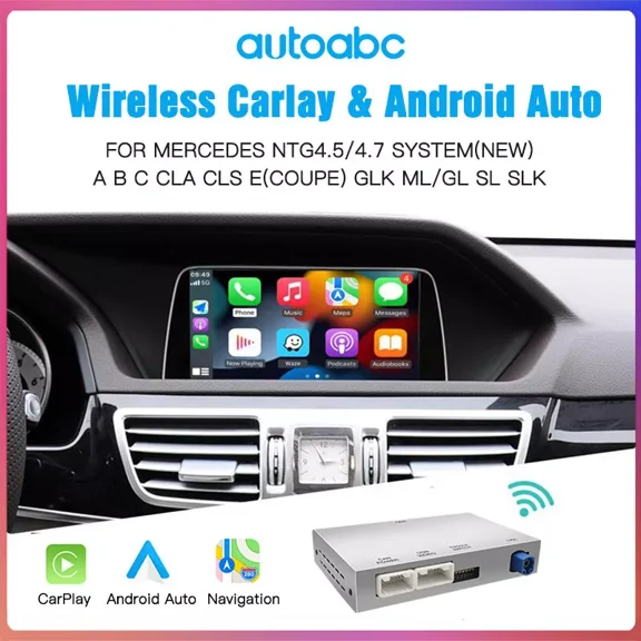 AUTOABC Wireless Carplay Android Auto For Benz A B C E GLA CLA NTG4.5 System 2013-2015 Carplay Retrofit Kit Support Mirrorlink Siri Navigation Camera