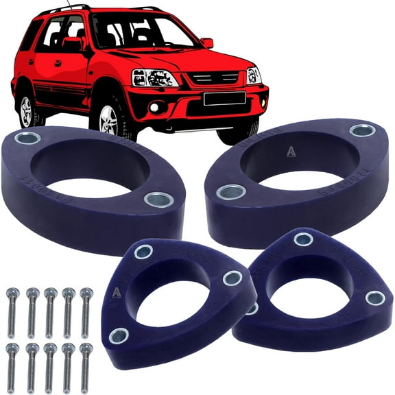 AUTOACER - Complete Front & Rear Leveling Lift Kit in Polyurethane/PU - Height 30mm/1.18" For Civic, CR-V 2000-2006 - Includes 2 Front Strut Spacers, 2 Rear Strut Spacers LH RH & 10 Bolts