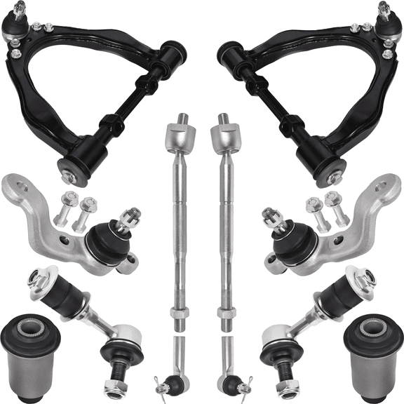AUTOACER Front Suspension Kit 12 Pcs - Front Upper Control Arms W/ Bushings Ball Joints Fitted, Lower Bushings, Ball Joints, Inner + Outer Tie Rods & Stabilizer Bar Links for Tacoma RWD / 2WD Models