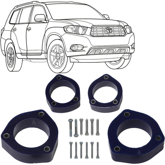 AUTOACER Complete Levelling Lift Kit 40mm /1.6" for Front & Rear Struts made in high grade Polyurethane PU - fits Highlander 1st Gen, Harrier 2nd Gen, & Kluger 2nd Gen Year 2000-2013