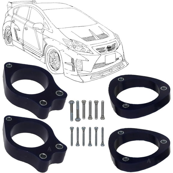 AUTOACER Complete Levelling/Lift Kit 40mm /1.6" Spacers for Front & Rear Stuts, made in very High-grade Polyurethane PU - fits Matrix, Corolla, Avensis, Prius, Primeo, Voltz Year 2002-2019