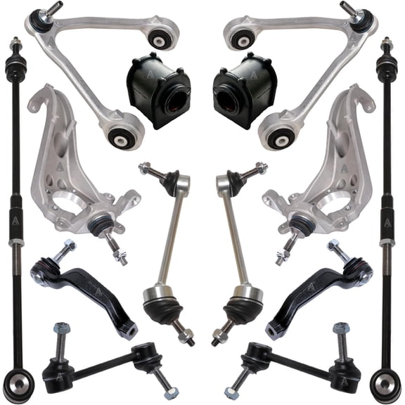 AUTOACER FRONT & REAR SUSPENSION KIT 16 Pcs - Front Upper Lower Control Arms, Stabilizer Links, Outer Inner Tie Rod Set, Sway Bar Links, Sway Bar Bushings, Tie Rods Assembly for LS 1999-2003