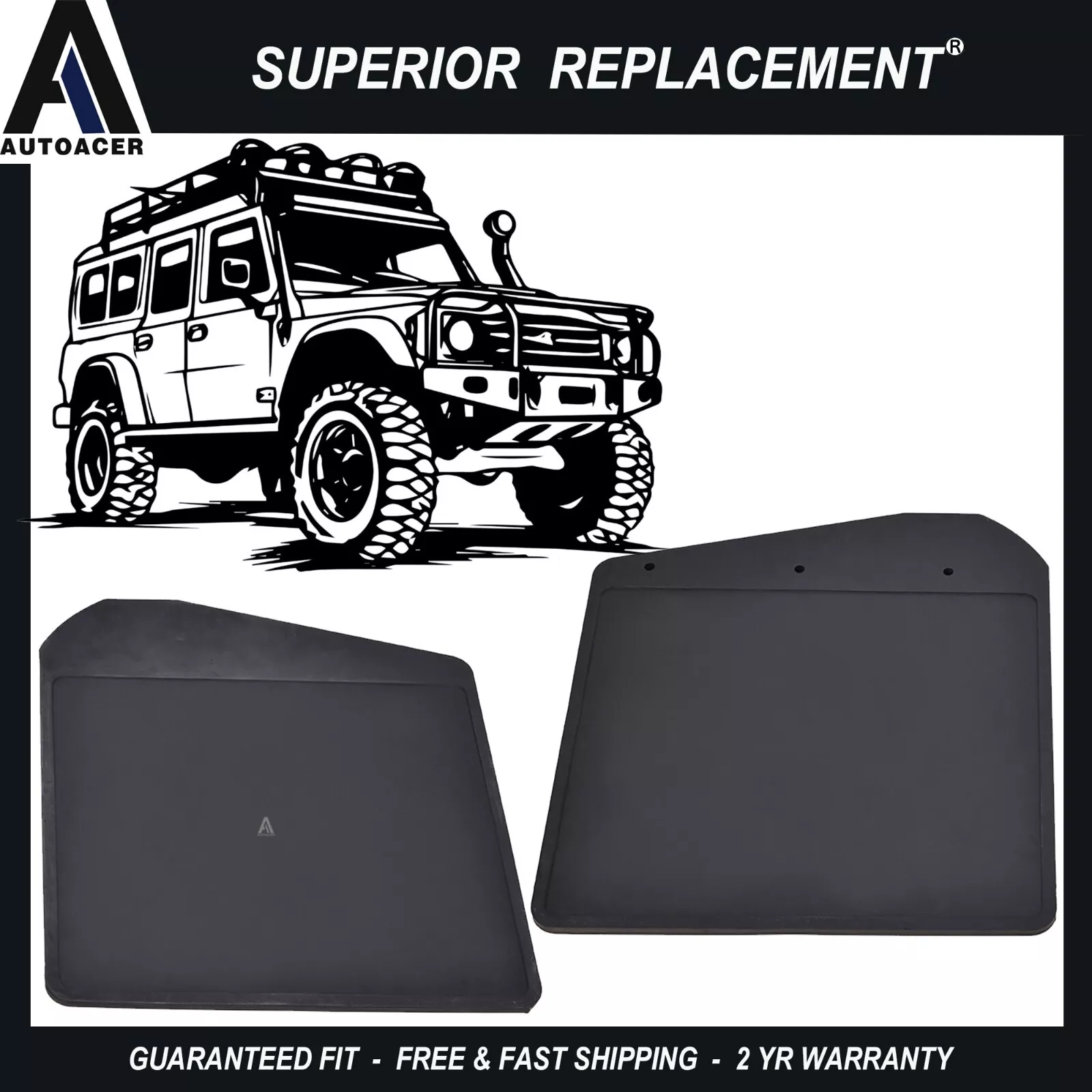 AUTOACER Front Mud Flap Kit 2 Pcs - Black Rubber Vehicle Splash Guard ...