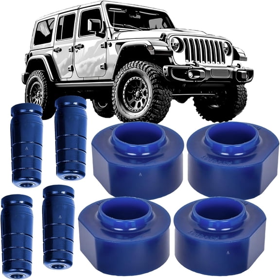 AUTOACER Front & Rear PU Suspension Lift Kit 8 Pcs - Spring Spacers 45mm / 1.75" Lift & Extended Jounce Bumpers (Left & Right) for Wrangler TJ, Rubicon, Wrangler TJ Unlimited, Rubicon Unlimited