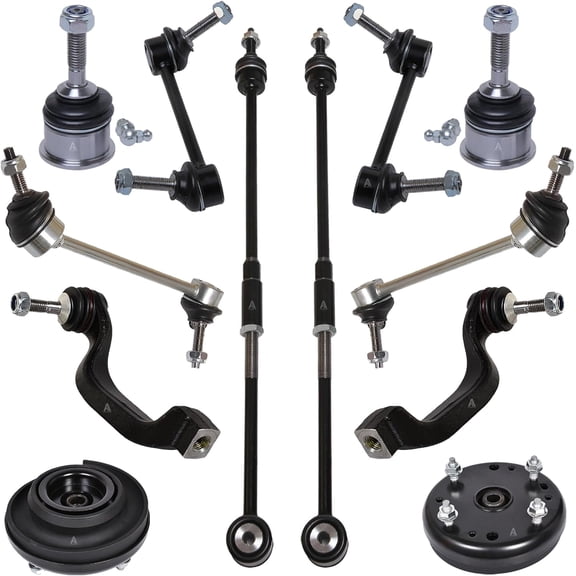 AUTOACER Front & Rear Suspension Kit 12 Pcs - Stabilizer Bar Links, Tie Rods, Mount Assembly & Ball Joints 14mm for LS 2000-2002, Thunderbird 2002-2003, OEM# 5W4Z5K483AA, 5W4Z5K484AA, 4W4Z3K185BA