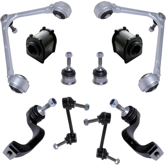 AUTOACER Front Suspension Kit 10 pcs - Front Upper Control Arms, Lower Arm Ball Joints 14mm, Tie Rods, Stabilizer Links & Sway Bar Bushings Left & Right for LS 2000-2003. OEM#6W4Z3084AA, 4W4Z3084AA