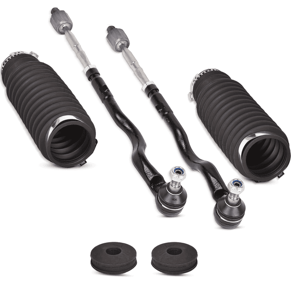 AUTOACER Front Tie Rod Replacement Kit Kit 4 Piece - Front Inner + Outer Steering Tie Rods & Steering Rack Boot Set for BMW E46325xi, E46330xi 2000 - 2005 AWD Models