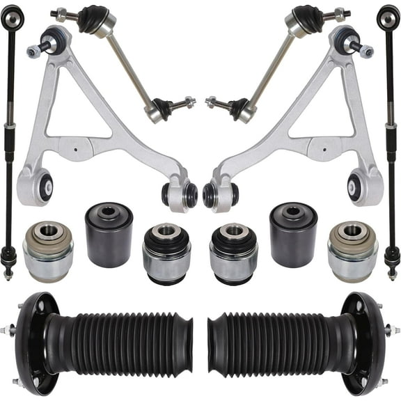 AUTOACER Rear Suspension Kit 14 piece - Control Arms with Ball Joints & Bushes, Hydra Bushings, Stabilizer Bar Links, Tie Rods & Strut Mount Assembly for JAGUAR S-TYPE 1999-2008 (UPTO VIN# M45254)