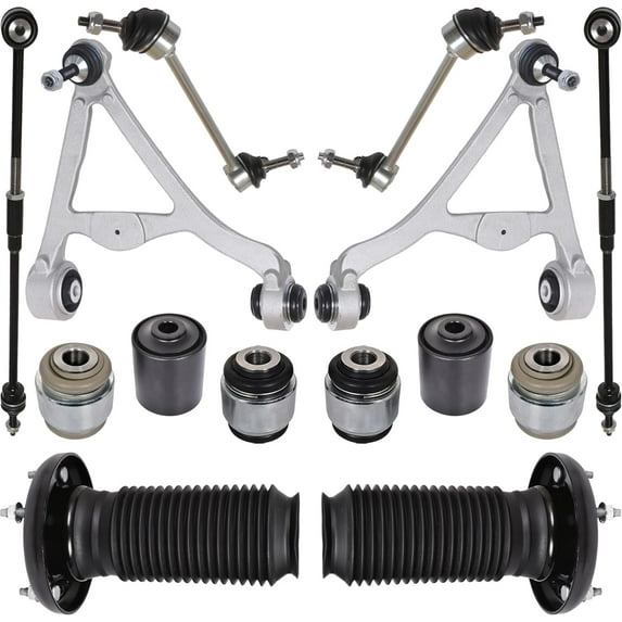 AUTOACER Rear Suspension Kit 14 piece - Control Arms with Ball Joints & Bushes, Hydra Bushings, Stabilizer Bar Links, Tie Rods & Strut Mount Assembly for JAGUAR S-TYPE 1999-2008 (UPTO VIN# M45254)