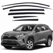 AUTOCLOVER Tape-On Rain Guards Window Visors 6P Chrome BLK, Toyota Rav4 2019-25