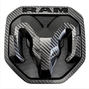 AUTOGEM 2019 2025 RAM 1500 Tailgate Emblem Carbon Decal Finish Black Rear Truck Badge