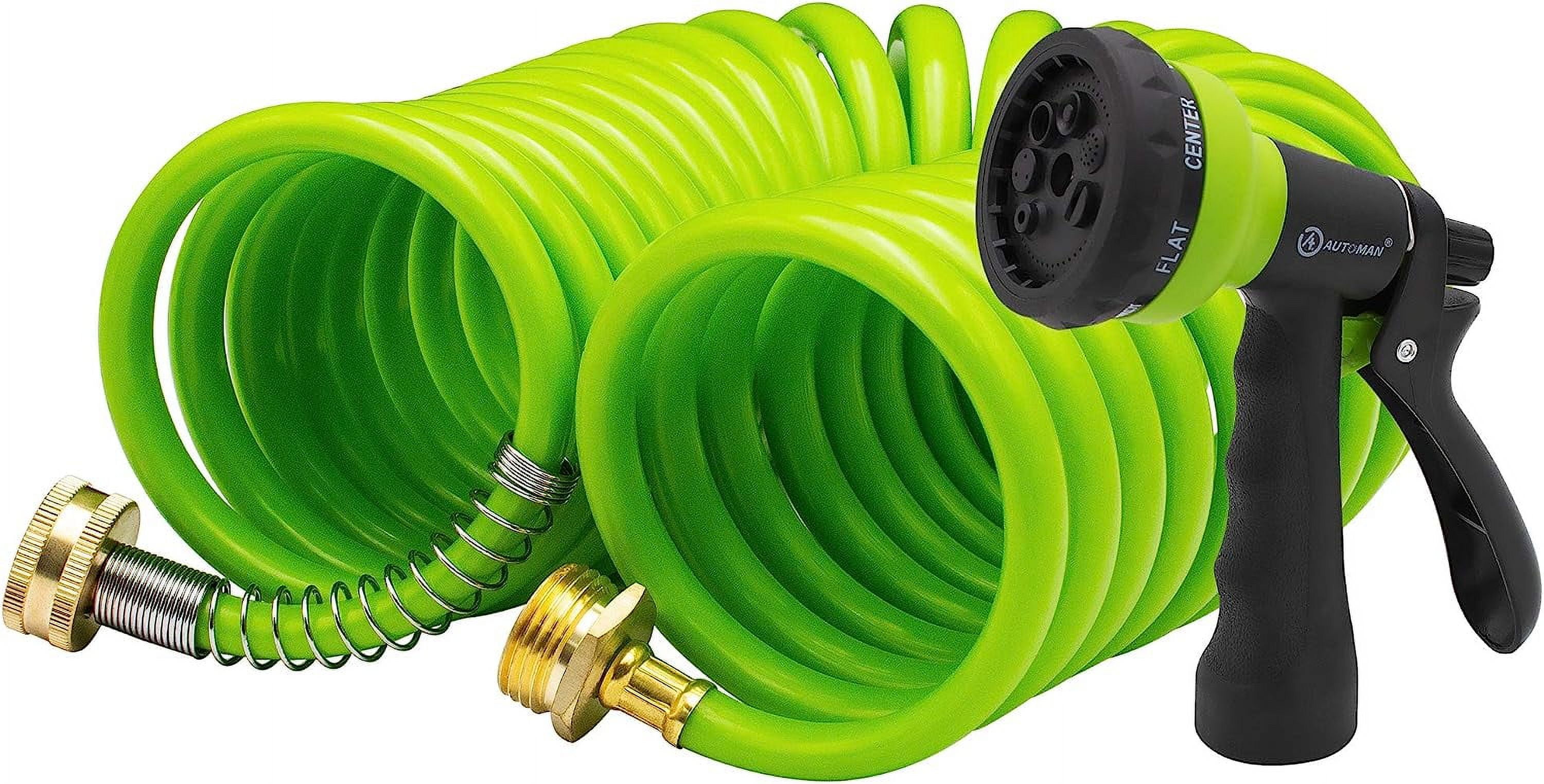 AUTOMAN EVA Recoil Garden Hose 25ft Includes 7 Pattern Spray Nozzle