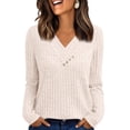 thumbnail image 1 of SUNBS Womens Long Sleeve Shirt for Women Fashion V Neck Sweater Tunic Tops Dressy Casual Work Blouse Trendy Fall Winter Clothing, 1 of 8