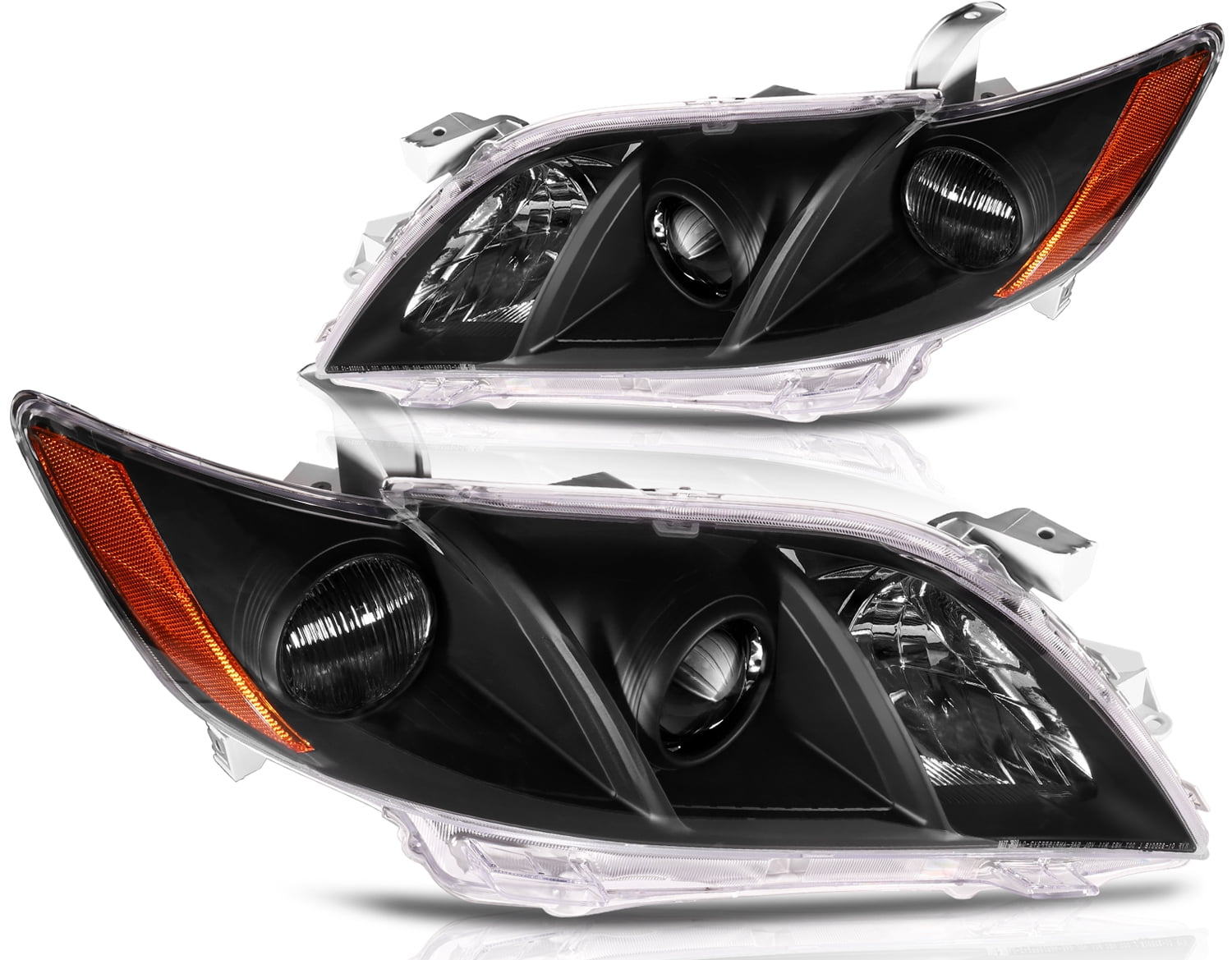 AUTOMUTO Headlight Assembly Black Housing Amber Reflector Clear Lens ...