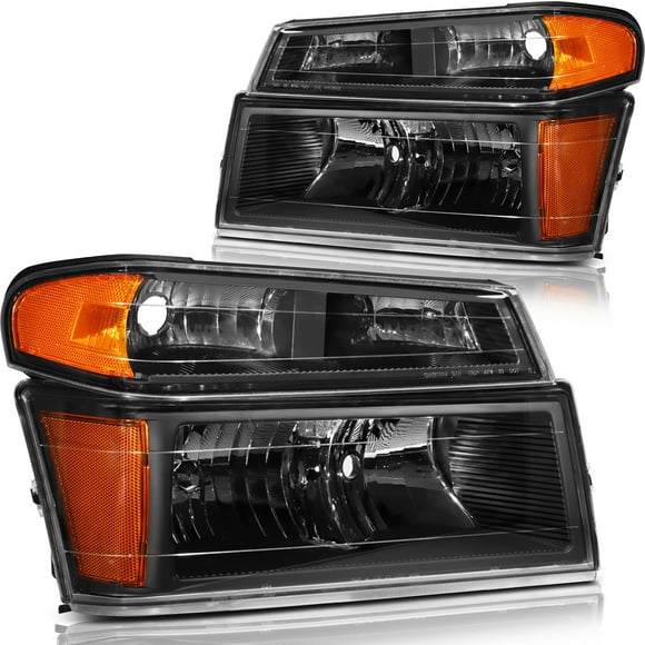 AUTOMUTO Headlight Assembly with for Chevrolet Colorado,for GMC Canyon,2006 for Isuzu i-280/i-350,for Isuzu i-290, for Isuzu i-370 Black Housing Amber Reflector Clear Lens