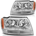thumbnail image 1 of AUTOMUTO Headlight Assembly Chrome Housing Amber Corner Clear Lens for Jeep Grand Cherokee 1999-2004 55155553AE 55155553AD 55155553AB 55155552AE, 1 of 5