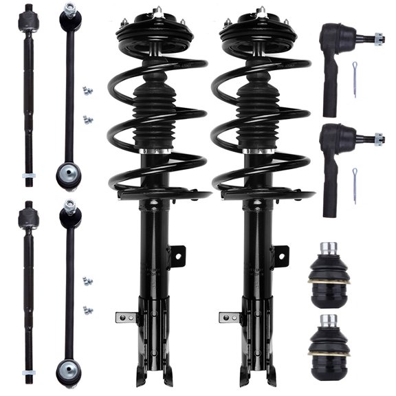 AUTOMUTO Struts Shock Complete Struts Assembly Ball Joint Stabilizer Bar Link Kit Tie Rod End Fit for Dodge Caliber 2009-2012, With 10 PCS