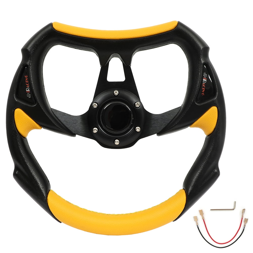 AUTOMUTO Universal 13inch 320MM Black/Yellow PVC Leather & Aluminum Alloy Steering Wheel Car Sport Racing Steering Wheel Drifting Universal Steering Wheel