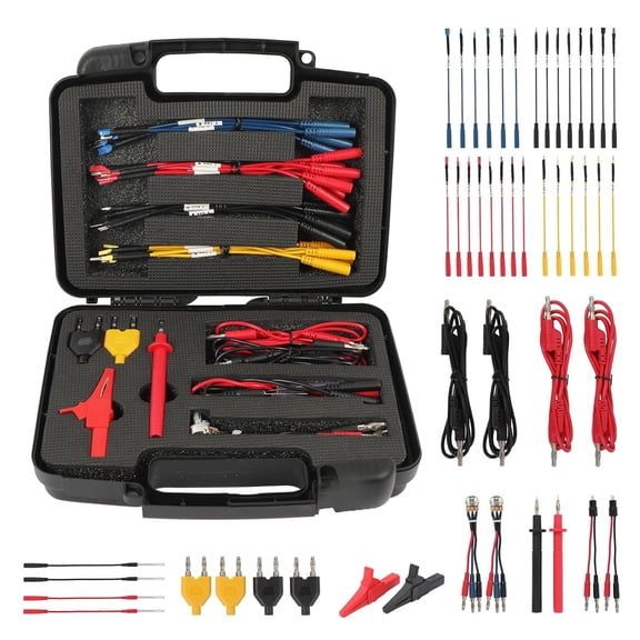 AUTOOL 48PC Terminal Pin Test Lead Kit, Silicone Multimeter Test Probe Set with Wire Piercing Probes, Alligator Clips, Test Hook Clips (32A/1000V), Banana Plugs, Jumpers, Tweezers