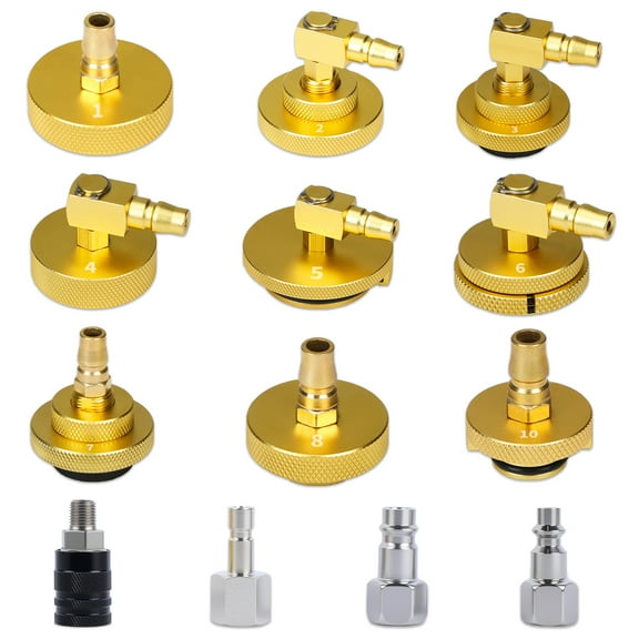 AUTOOL 10Pcs Master Cylinder Bleeder Tool Kit Brake Bleeder Adapter Set with Black Quick Connector for Benz BMW Ford Honda Toyota Brake Fluid Bleeding or Refilling