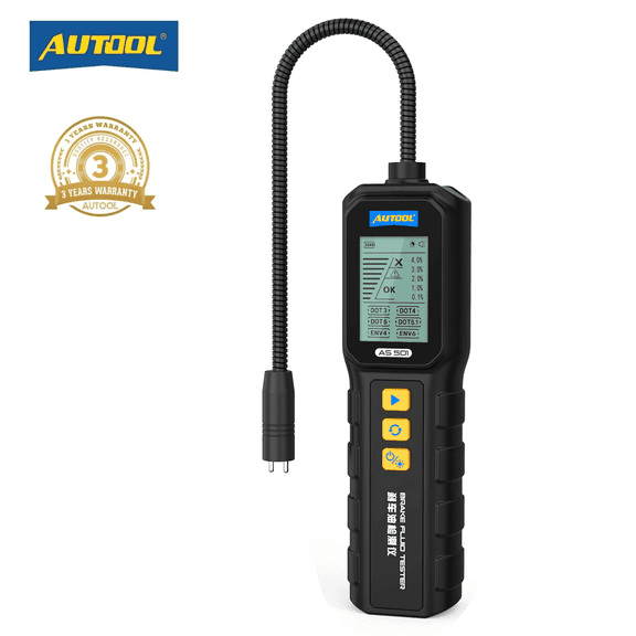 AUTOOL AS501 Digital Brake Fluid Tester, DOT3 DOT4 DOT5.1 ENV-4 ENV-6 Fluid Tester, Hydraulic Fluid/Liquid/Oil Moisture Analyzer High Precision Car Brake Fluid Detector HD Backlit Display