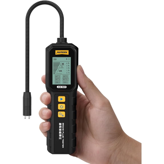 AUTOOL AS501 Digital Brake Fluid Tester, DOT3 DOT4 DOT5.1 ENV-4 ENV-6 Fluid Tester, Car Oil Moisture Analyzer High Precision HD Backlit Display