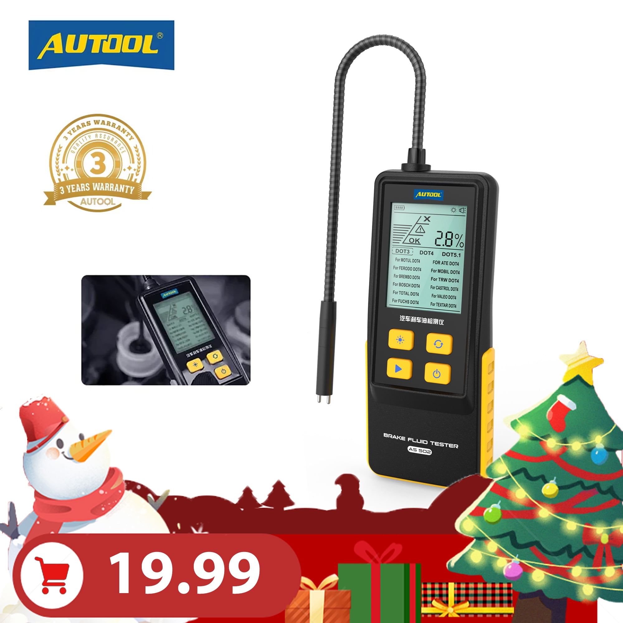 AUTOOL AS502 Car Brake Fluid Tester Universal Brake Oil Detector 2.8 ...