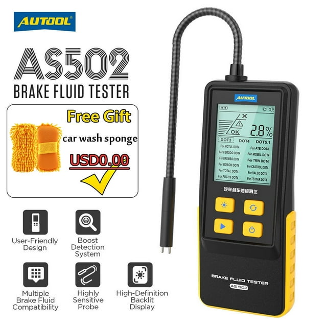 AUTOOL AS502 Universal Car Brake Fluid Liquid Oil Tester, 2.8 inch LCD